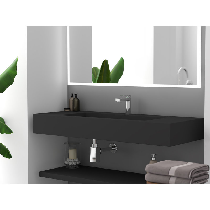 CastelloUSA Boyter 48" Rectangular Wall Mount Bathroom Sink with Ramp